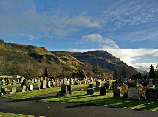 View of Witches Crag from Logie Cemetery