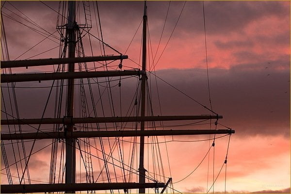 Sunset over a Tall ship
