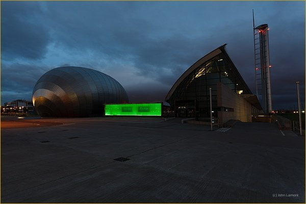 Early morning around the IMAX cinema, Science centre and Glasgow Tower