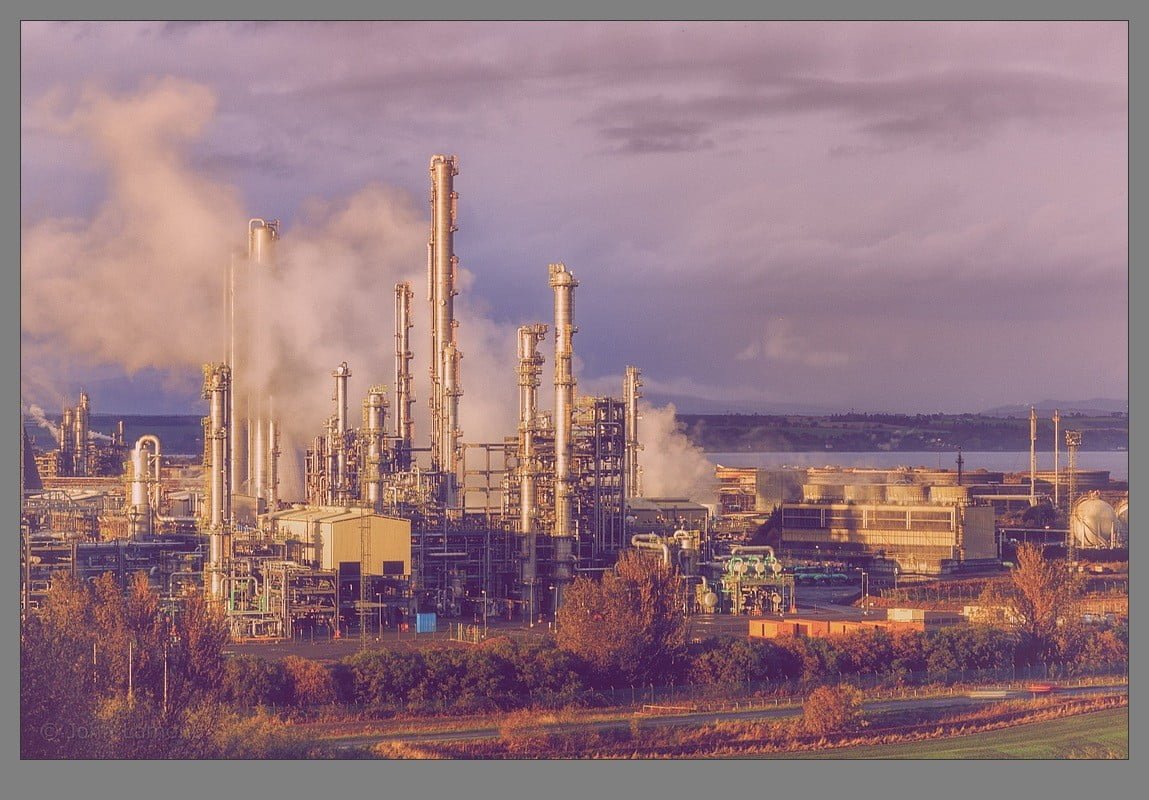 Postcard of an oil refinery