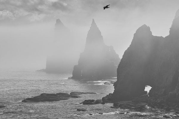 Duncansby Head Stacks with Thirle Door in the mist